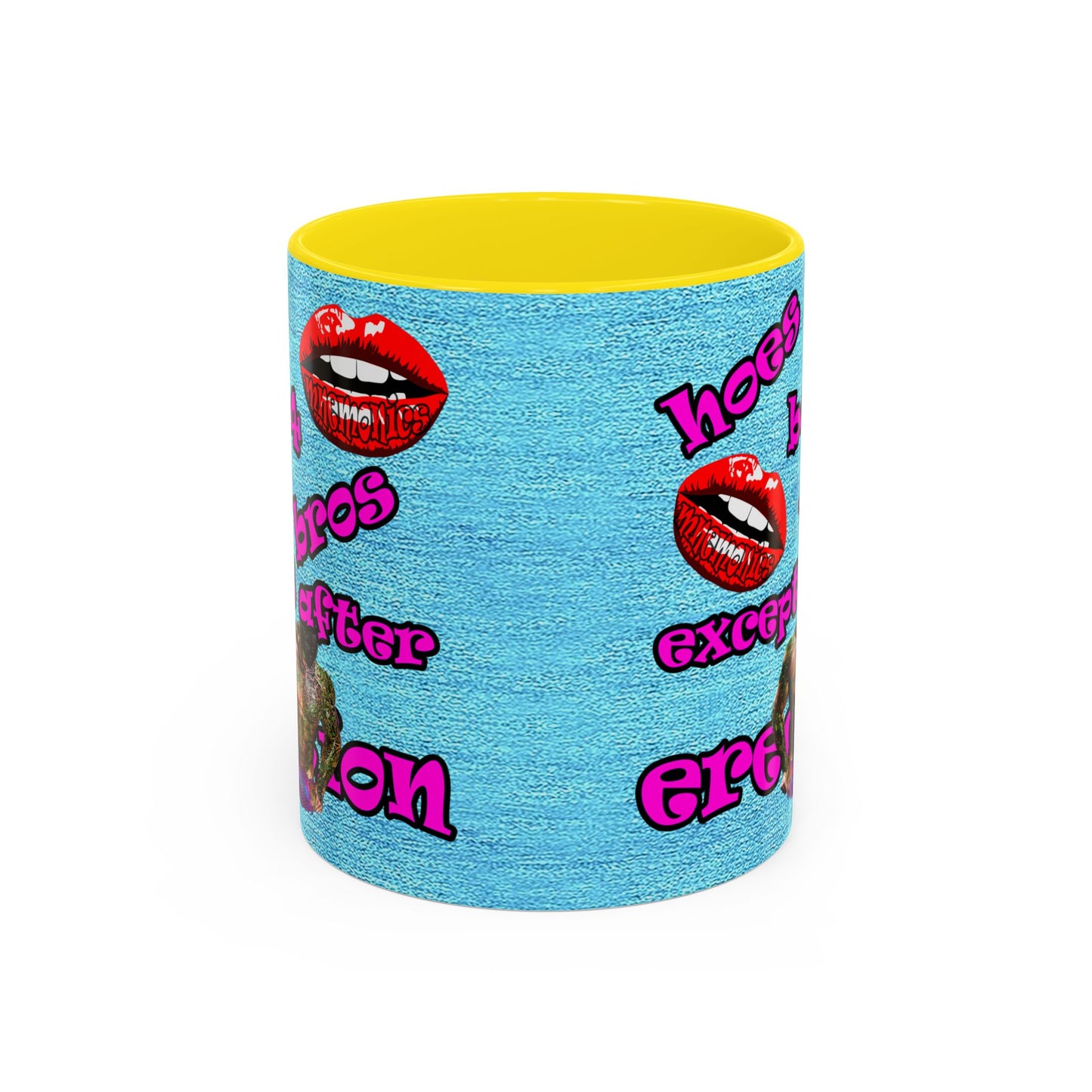 hoes b4 bros - Accent Mug (faded blue)