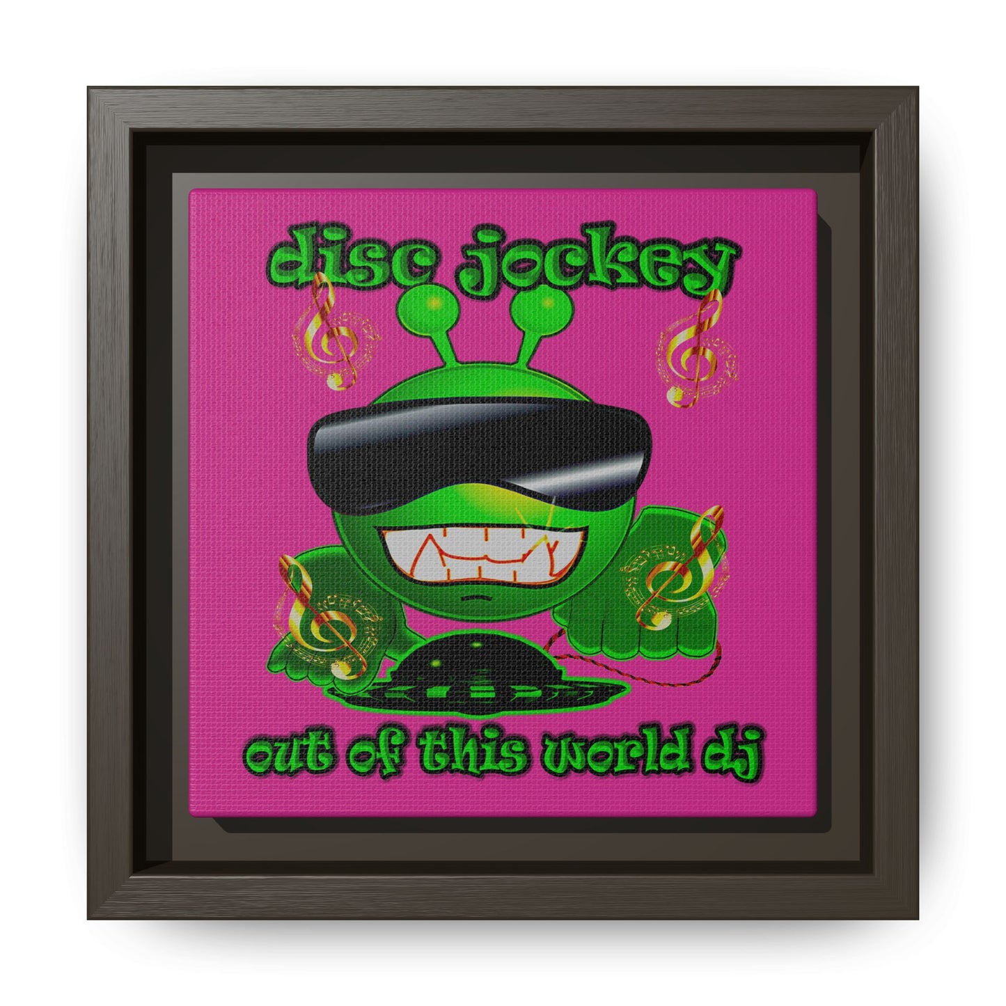 disc jockey - framed canvas art (pink)