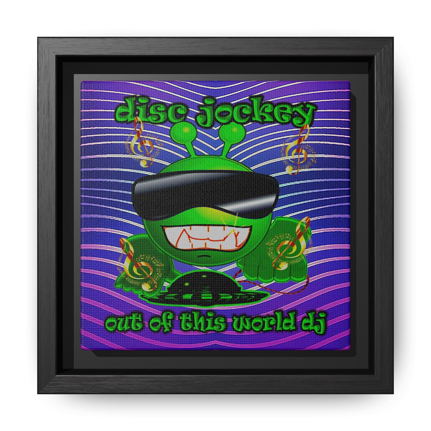 disc jockey - framed canvas art (purple wave)