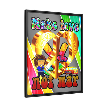 love peace - framed canvas art (rainbow split)
