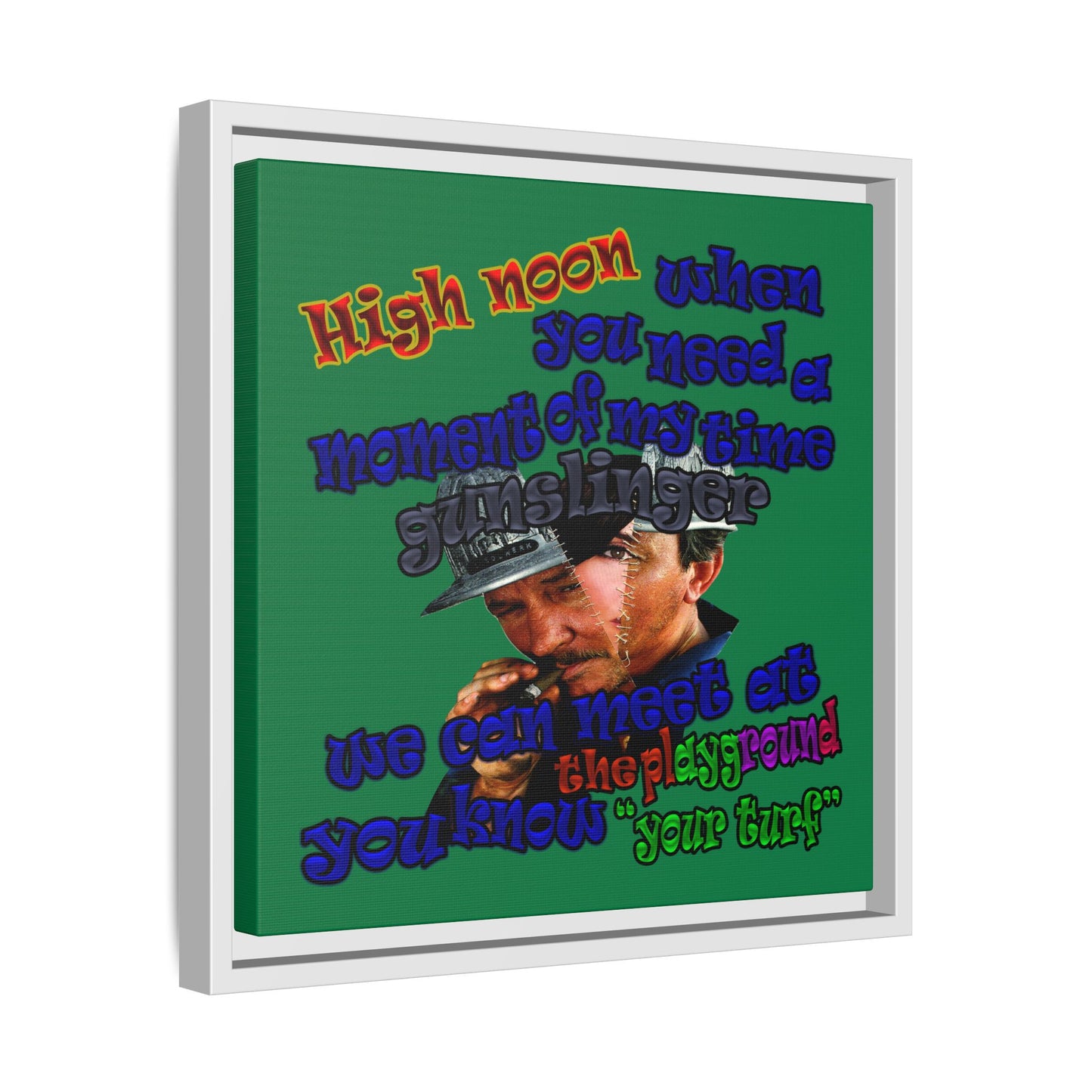 high noon - framed canvas art (dark green)