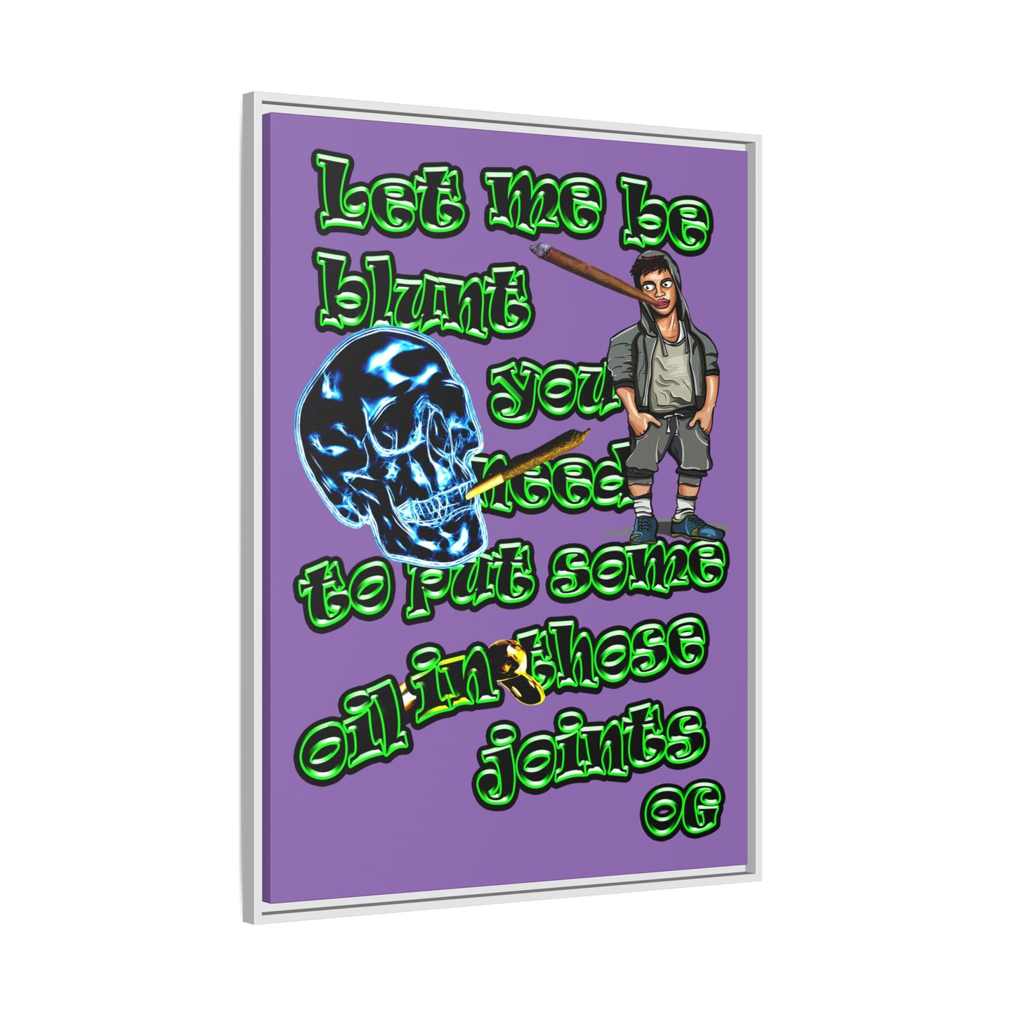 og - framed canvas art (light purple)