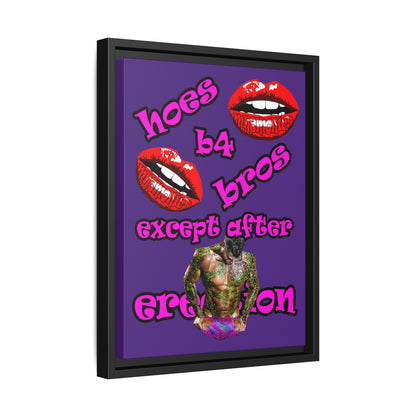 hoes b4 bros - framed canvas art (purple)