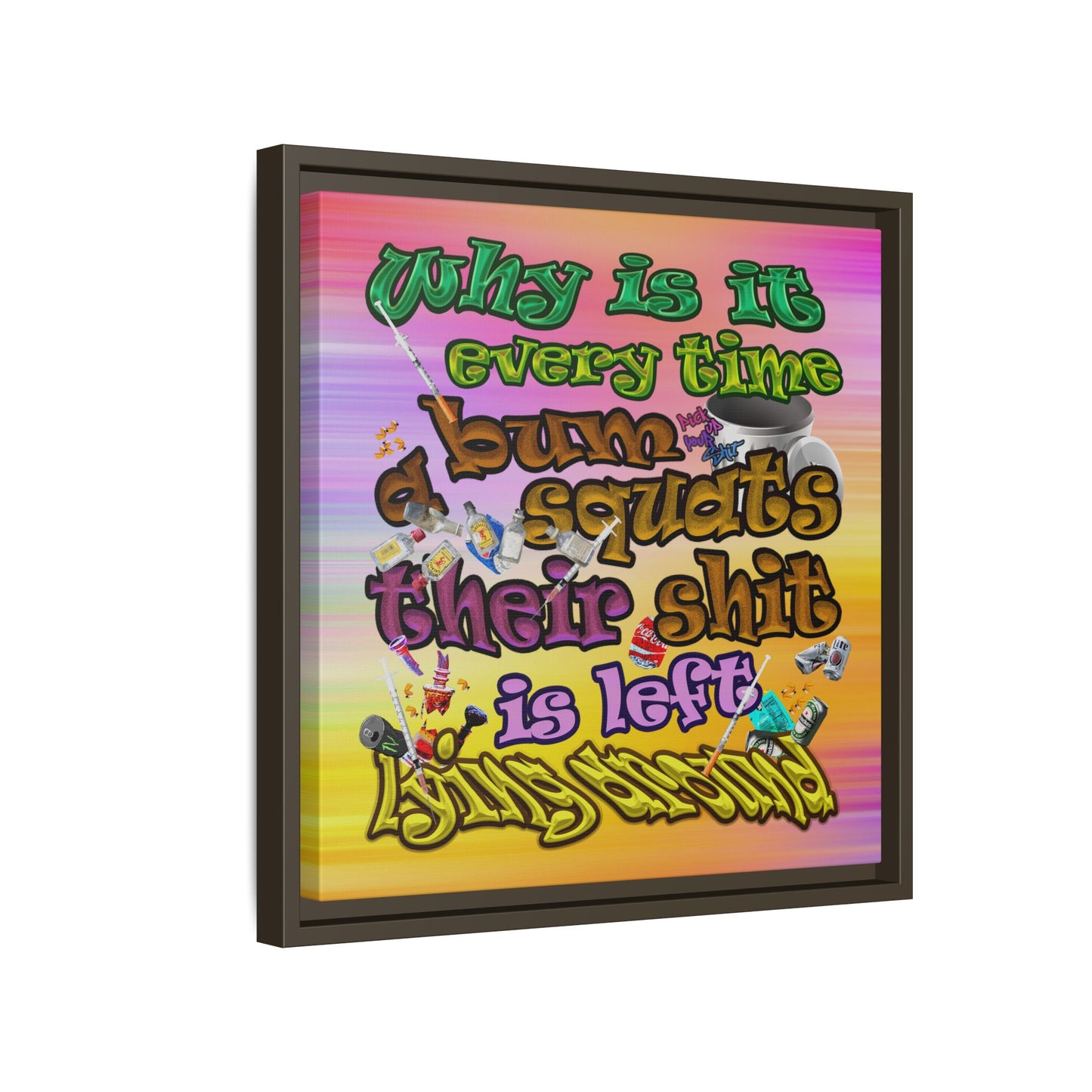the bum's shit - framed canvas art (color blur)
