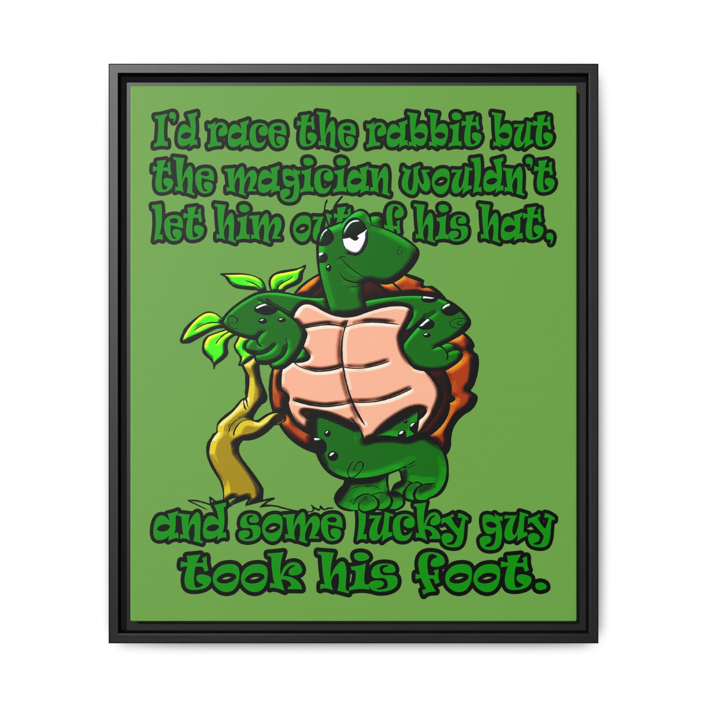 turtle race - framed canvas art (green)