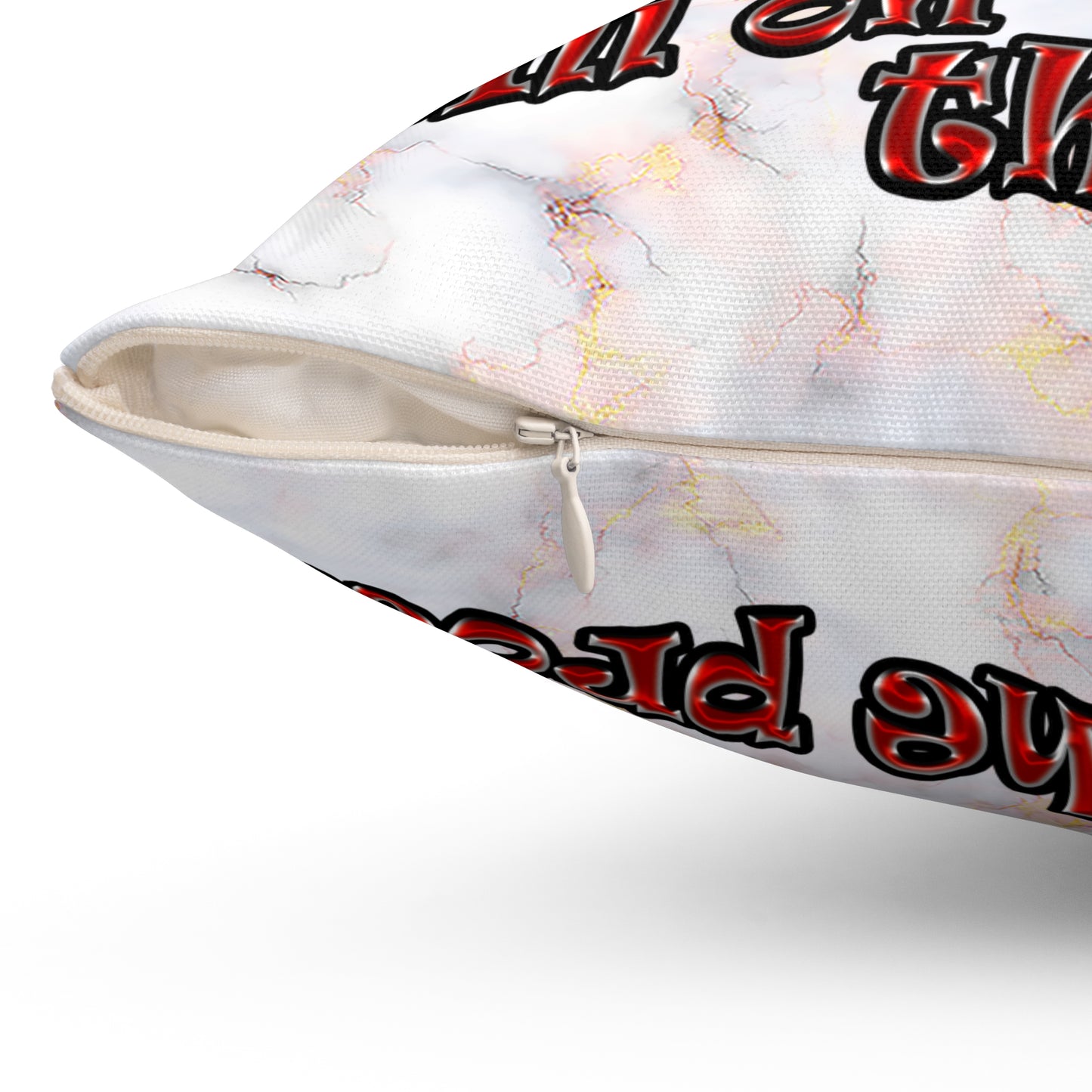 schrodinger's cat - Spun Polyester Square Pillow - (white marble)