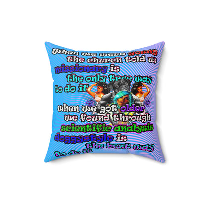 doggystyle - Spun Polyester Square Pillow - (light blue-purple wave)