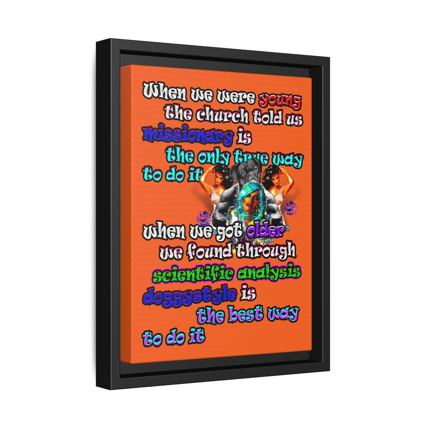 doggystyle - framed canvas art (orange)