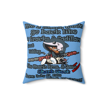 shark week - Faux Suede Square Pillow - (light blue)