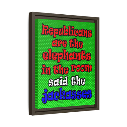 donkeys and elephants - framed canvas art (logo green)