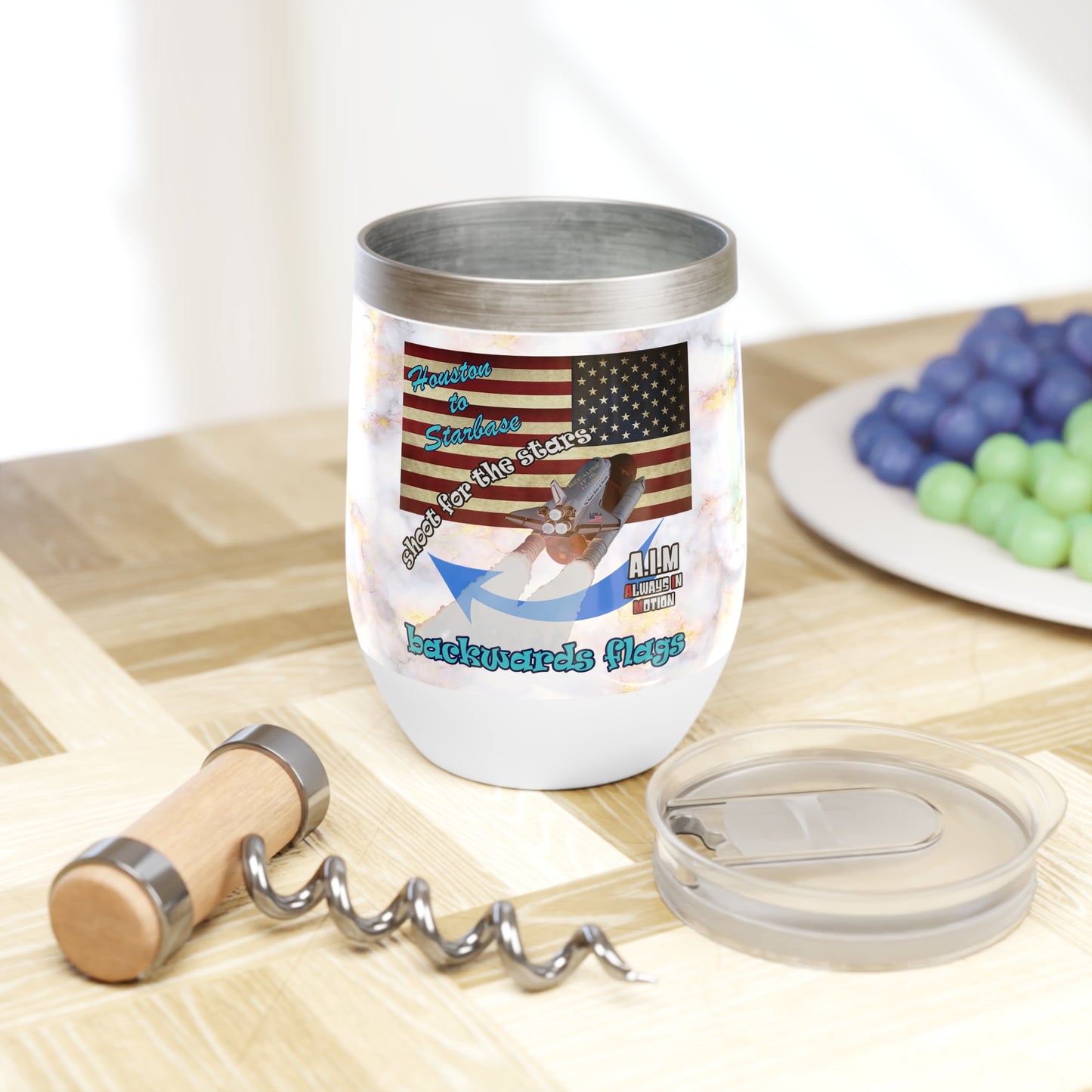 shoot for the stars - Chill Wine Tumbler (white marble)