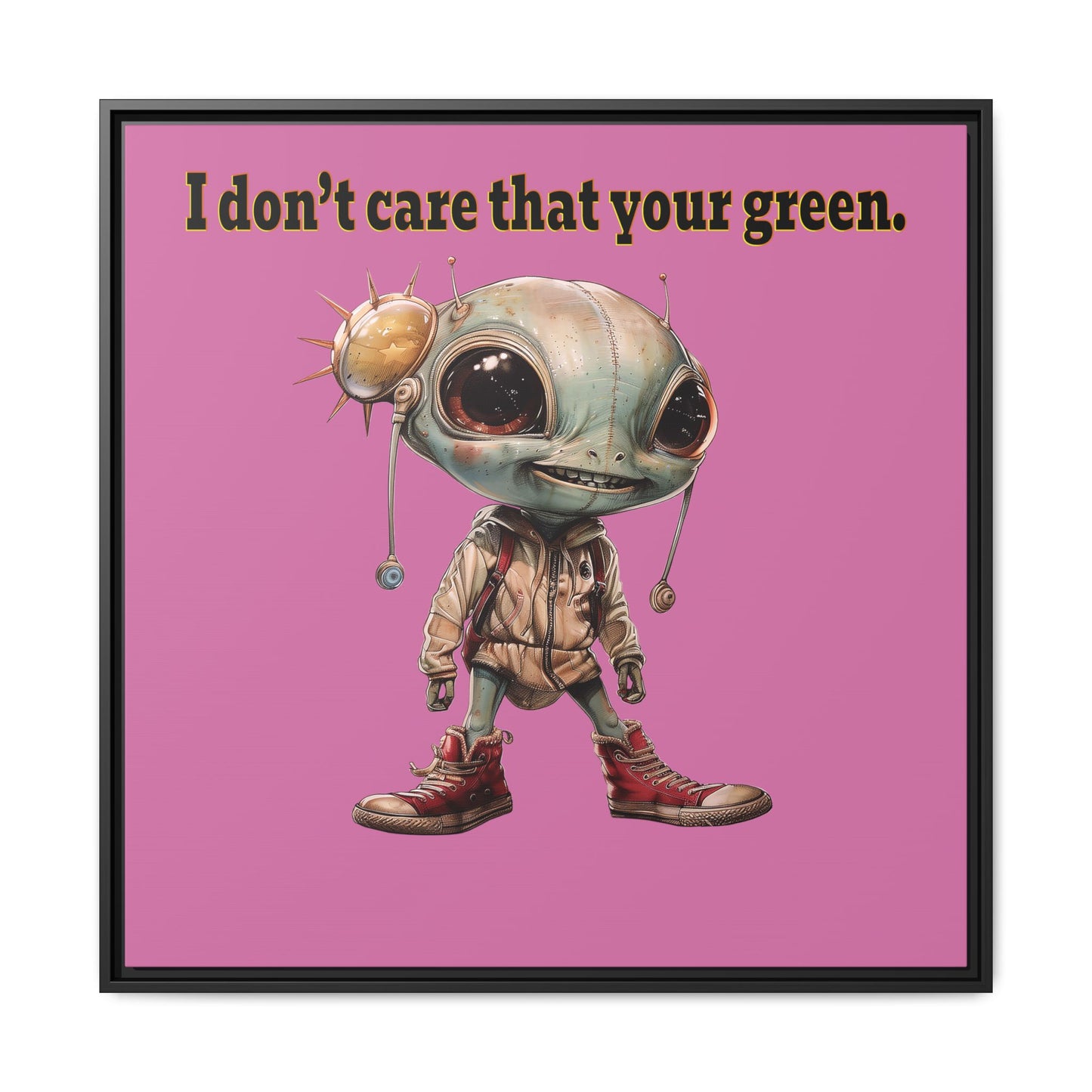 I don't care that your green - framed canvas art (light pink)