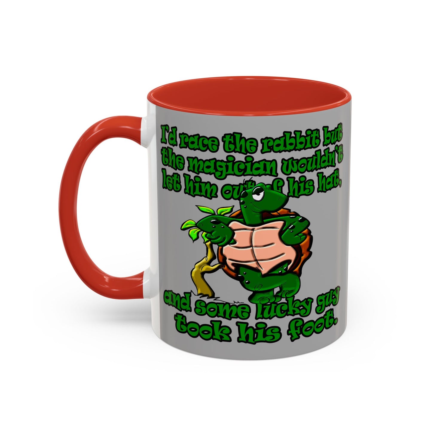 turtle race - Accent Mug (light grey)