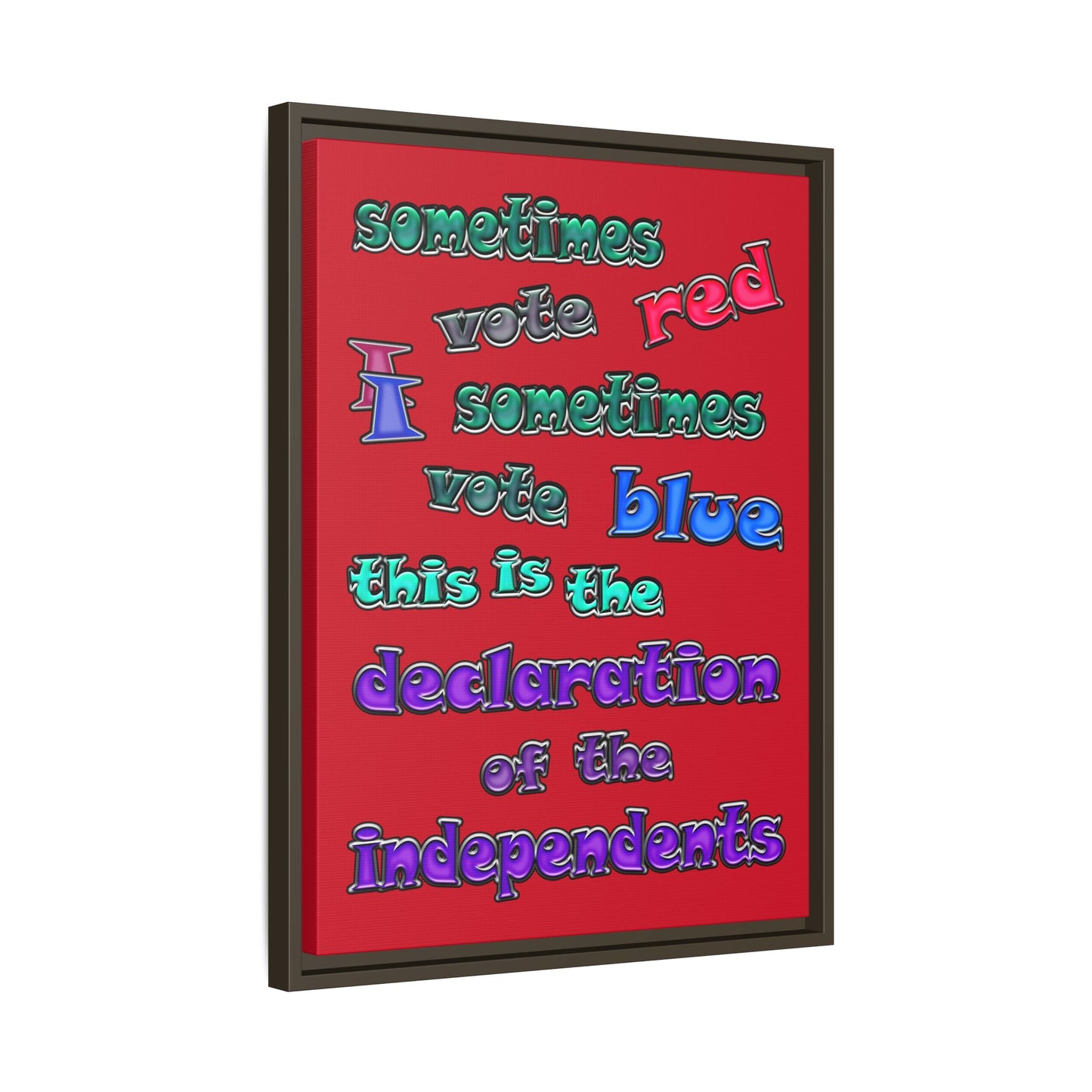 declaration of the independents - framed canvas art (dark red)