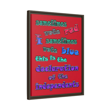 declaration of the independents - framed canvas art (dark red)
