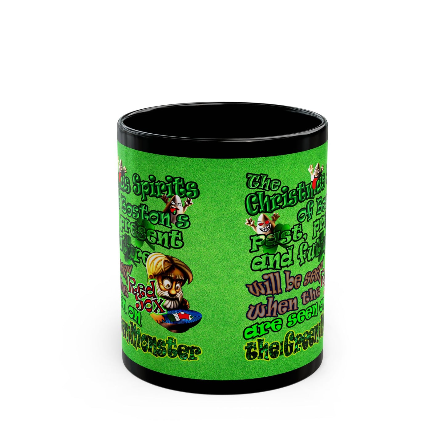 christmas spirits of boston - Black Mug (green turf)