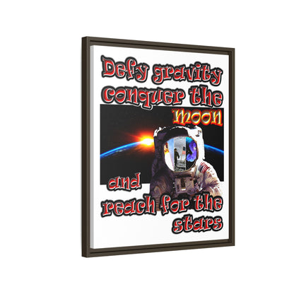 defy conquer reach - framed canvas art (white)