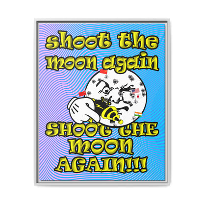 shoot the moon again - framed canvas art (light blue-purple wave)