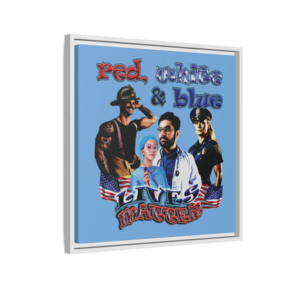 rw&b lives matter - framed canvas art (light blue)
