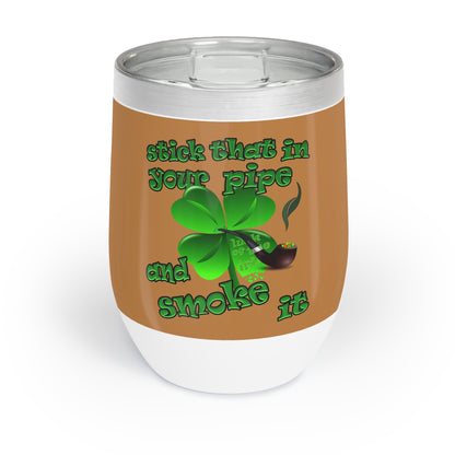 celtics logo - Chill Wine Tumbler (light brown)