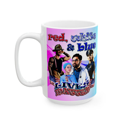 rw&b lives matter - White Mug (light blue-pink wave)