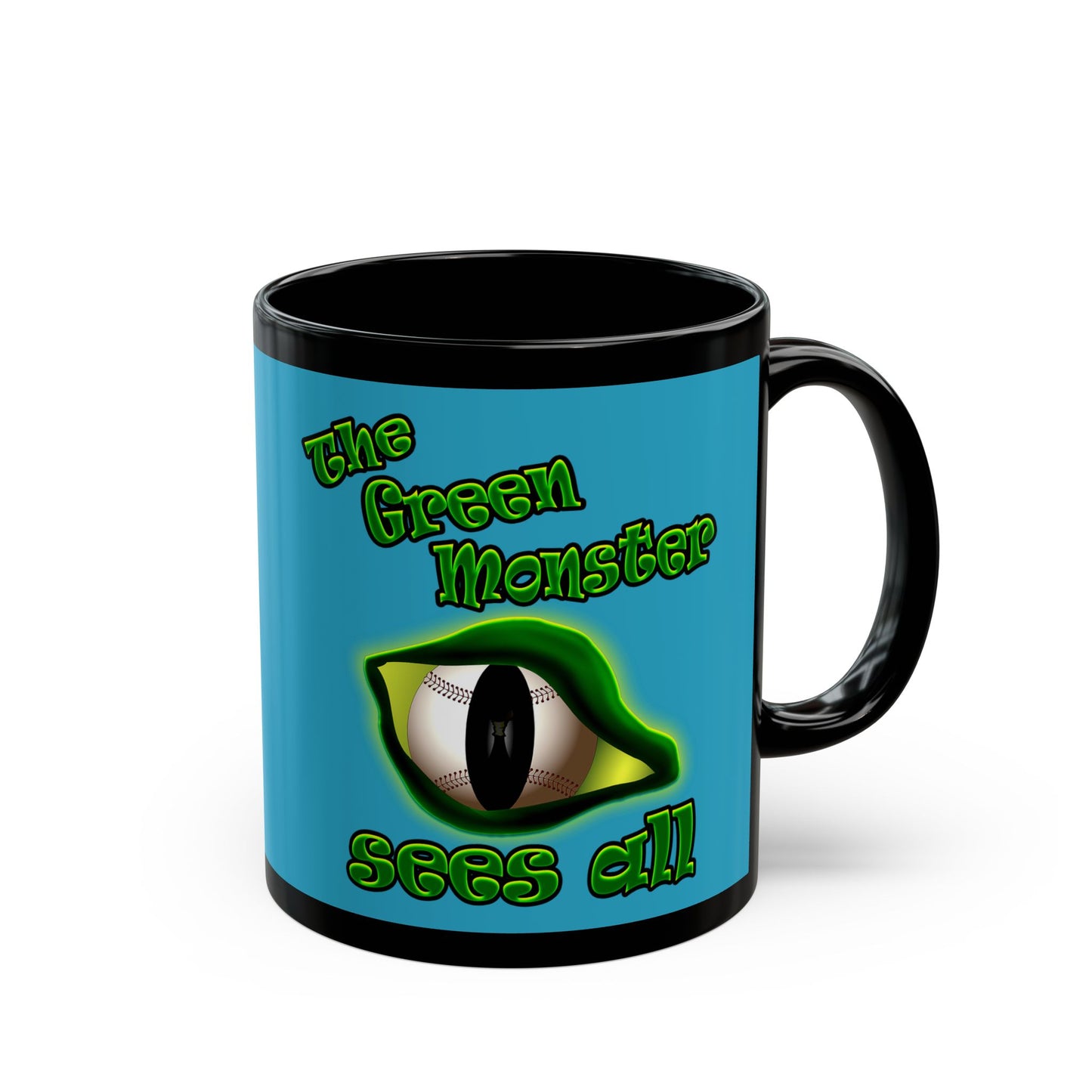 green monster - Black Mug (turquoise)