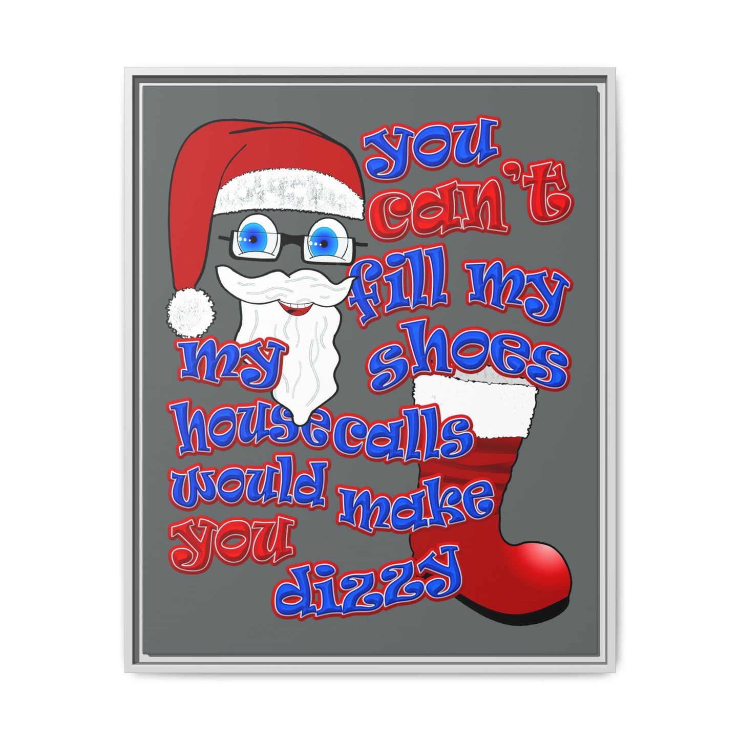 santa's shoes - framed canvas art (dark grey)