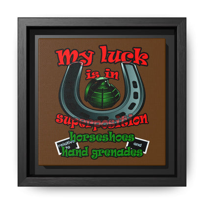 my luck - framed canvas art (brown)
