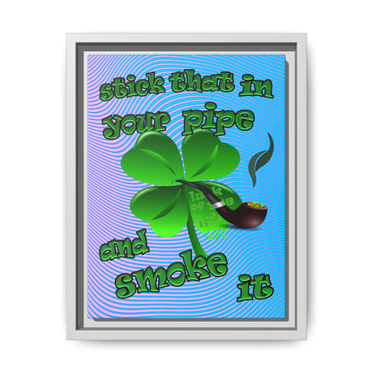 stick that in your pipe and smoke it - framed canvas art (light blue-purple wave)