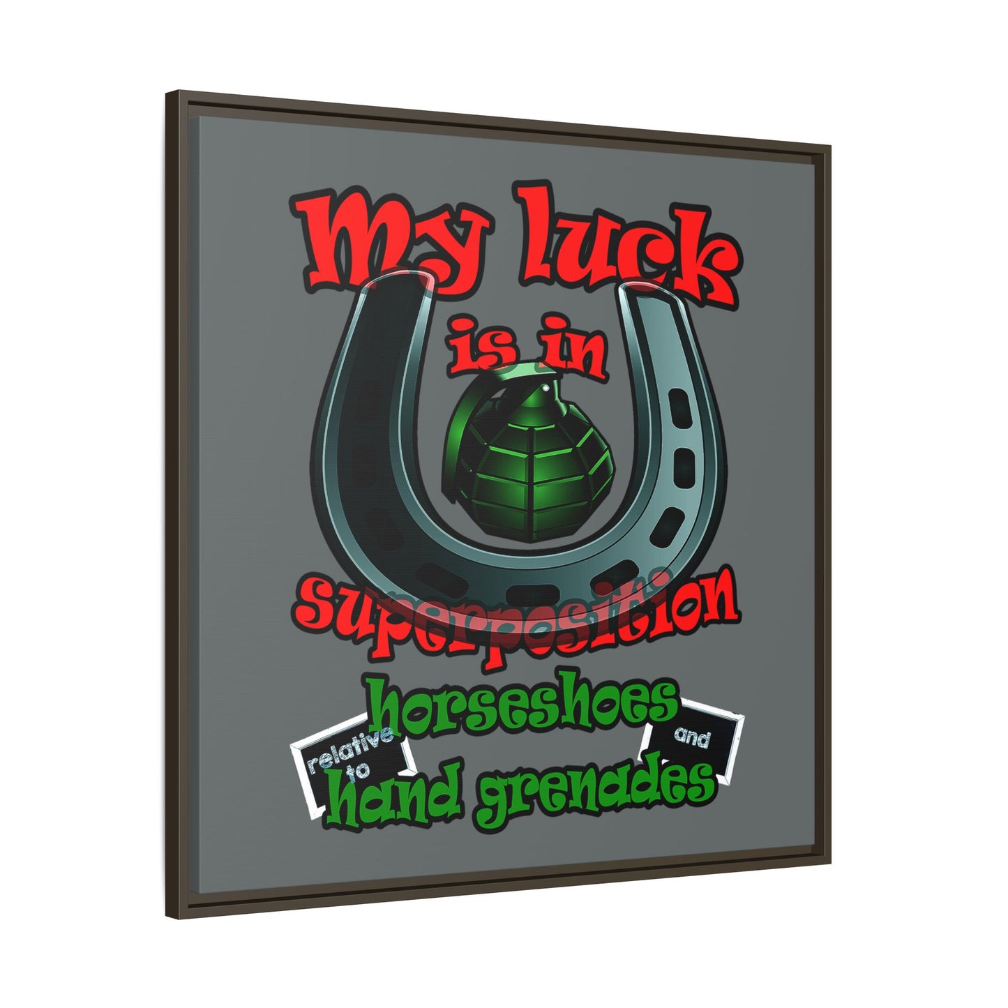 my luck - framed canvas art (dark grey)