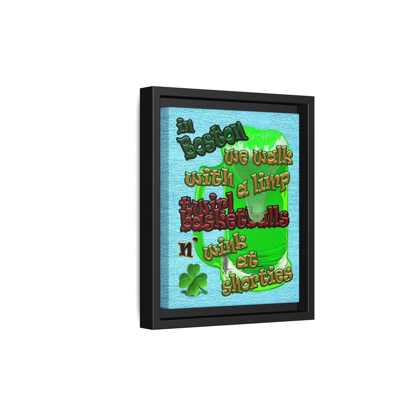celtics logo - framed canvas art (faded blue)