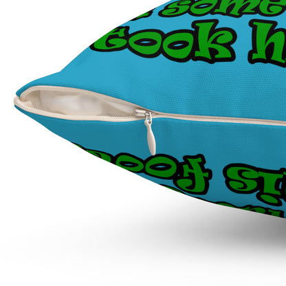 turtle race - Spun Polyester Square Pillow - (turquoise)