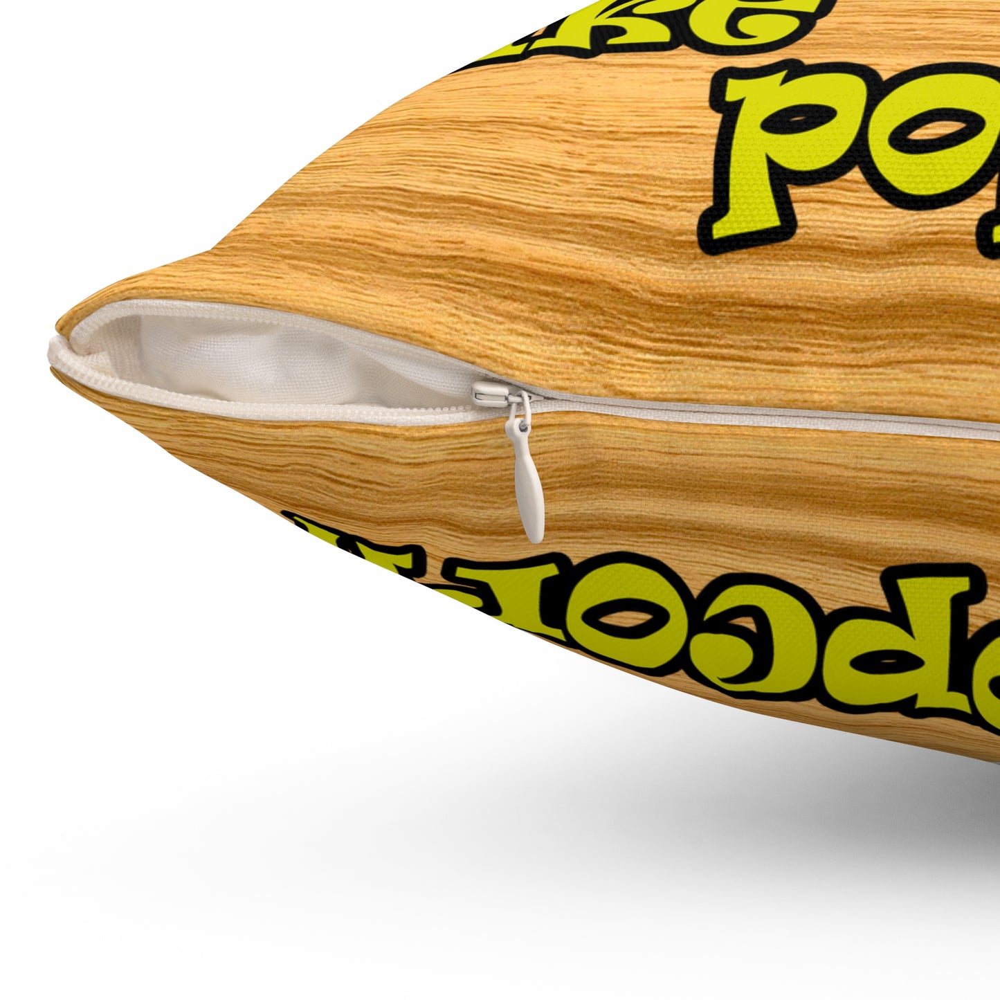 popping like popcorn - Spun Polyester Square Pillow - (butterscotch wood finish)
