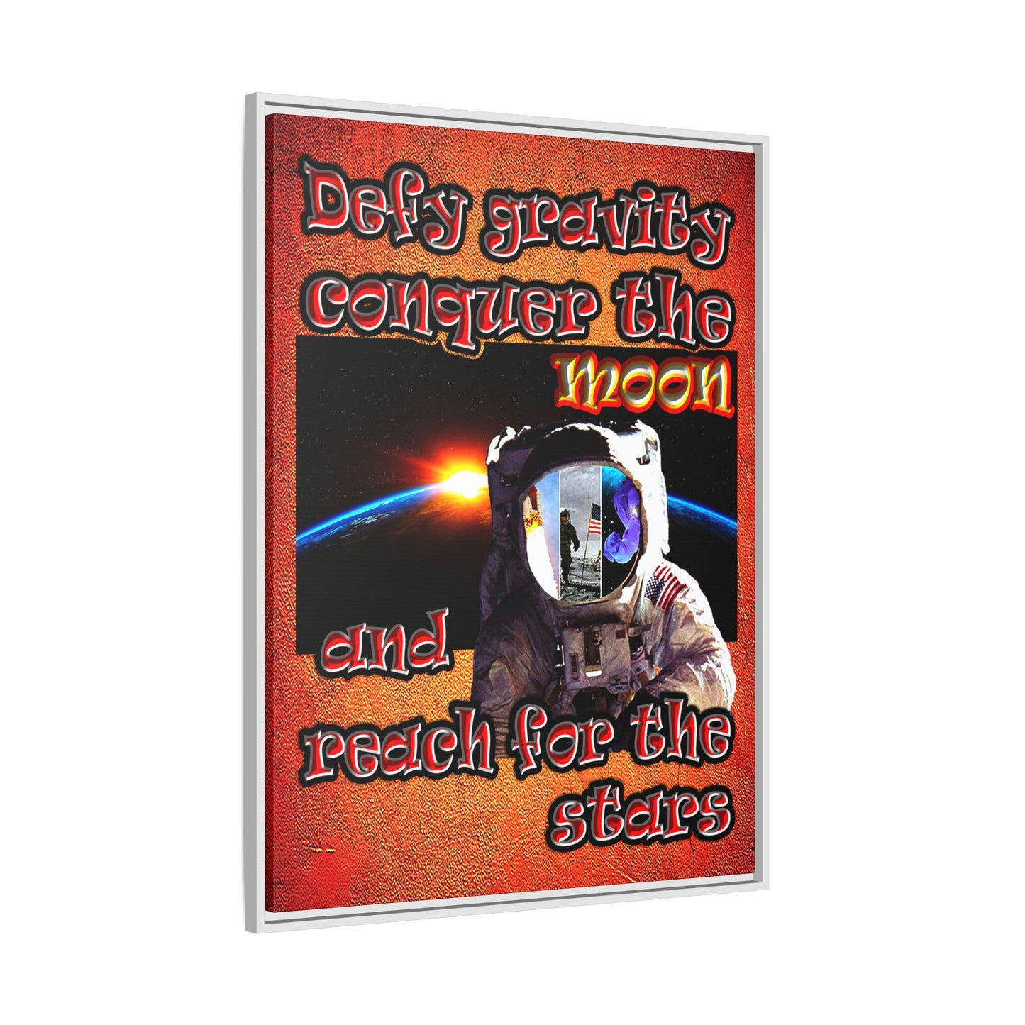 defy conquer reach - framed canvas art (burnt orange)