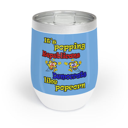 popping like popcorn - Chill Wine Tumbler (light blue)