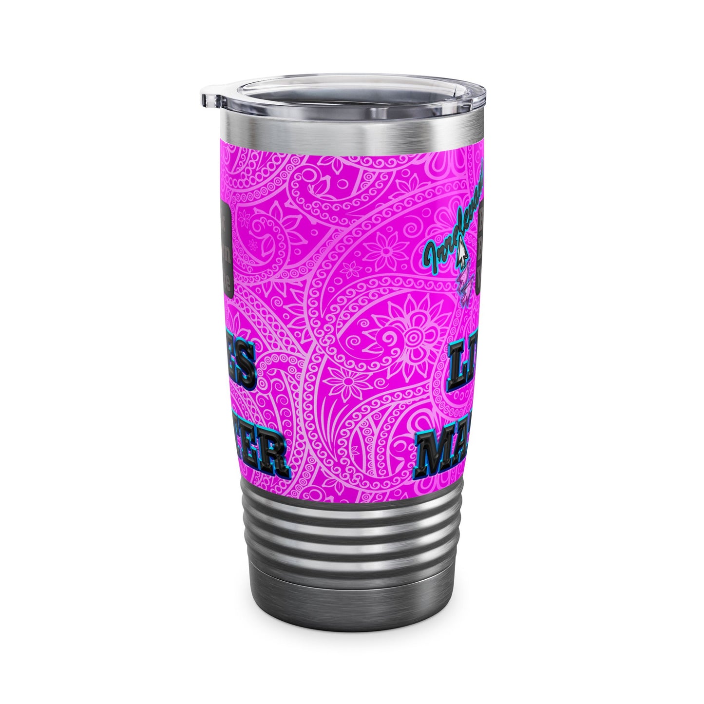 irrelevant - Ringneck Tumbler, 20oz (pink swirl)