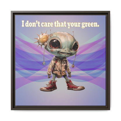 I don't care that your green - framed canvas art (light blue-pink wave)
