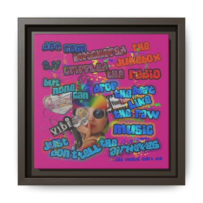 drop the beat - framed canvas art (pink)