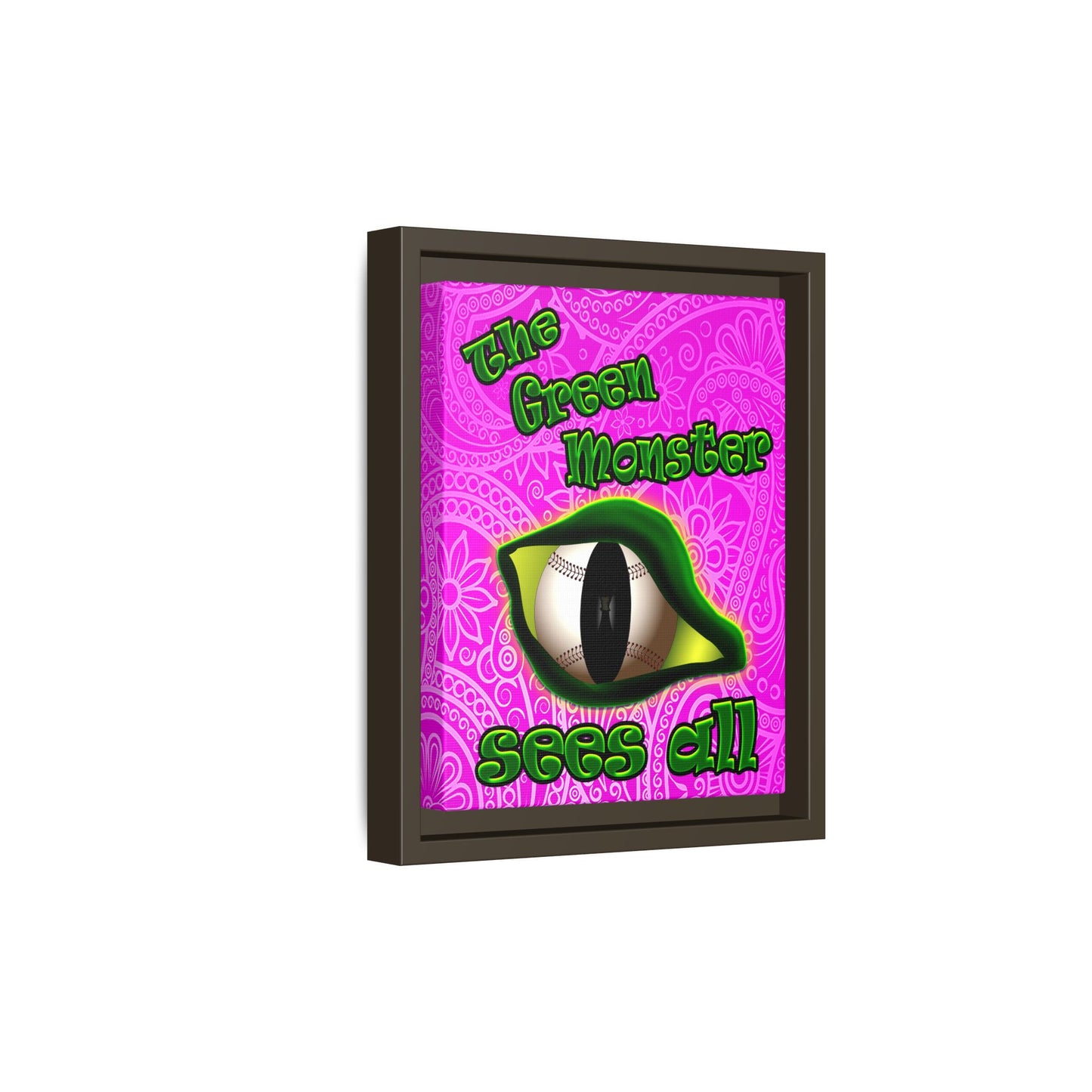 green monster - framed canvas art (pink swirl)
