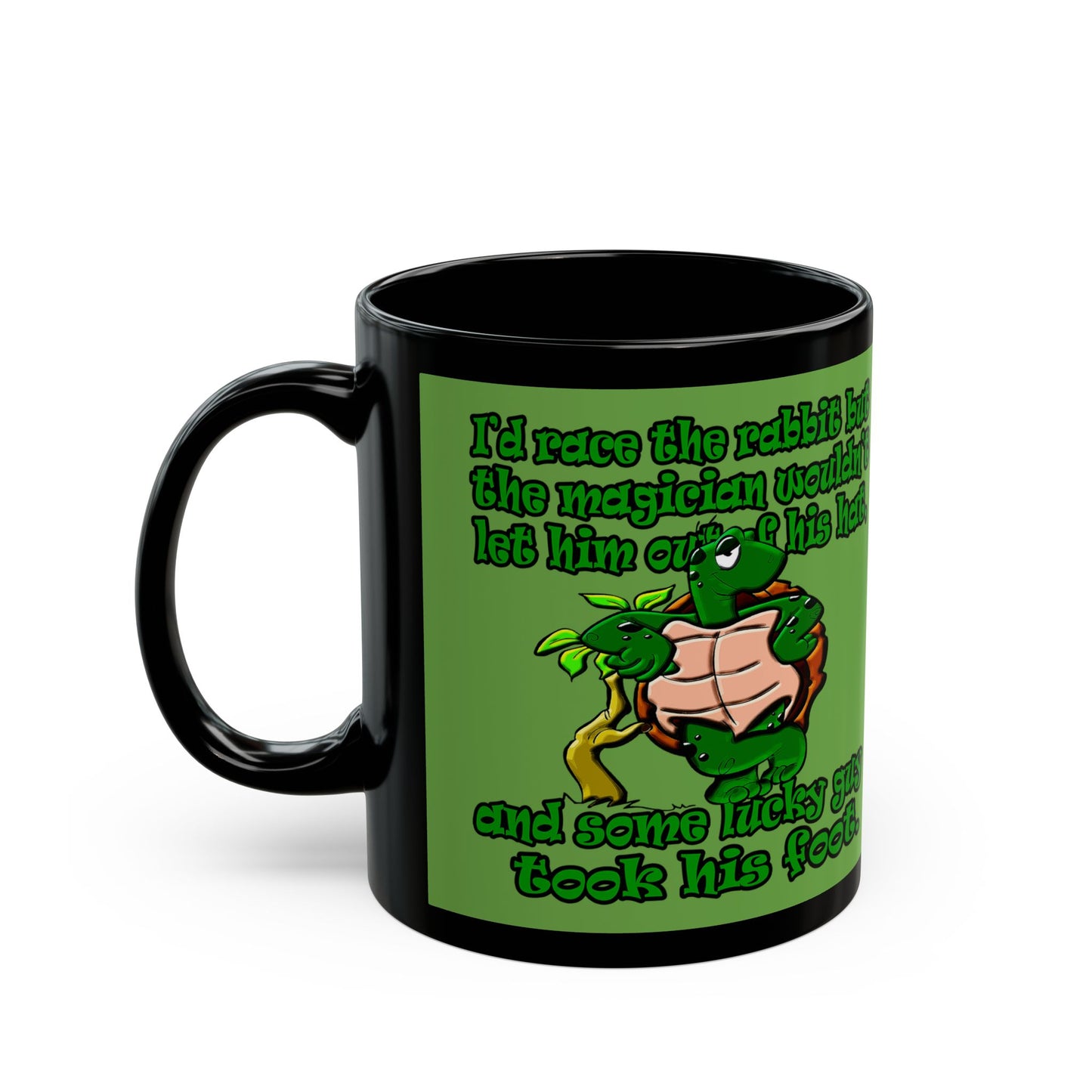 turtle race - Black Mug (green)