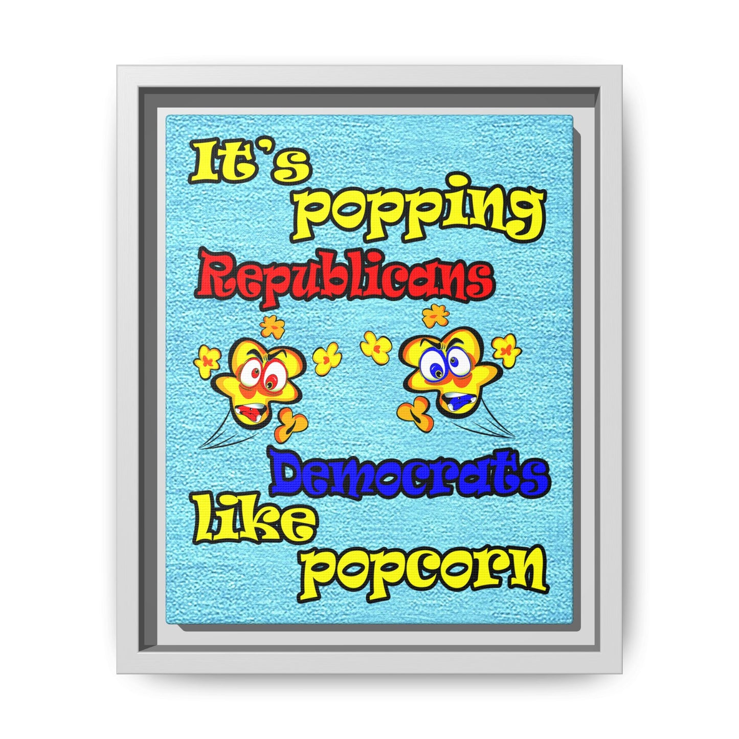popping like popcorn - framed canvas art (faded dark blue)