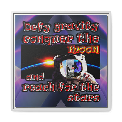 defy conquer reach - framed canvas art (grey-pink wave)