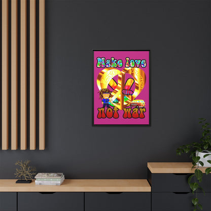 love peace - framed canvas art (pink)