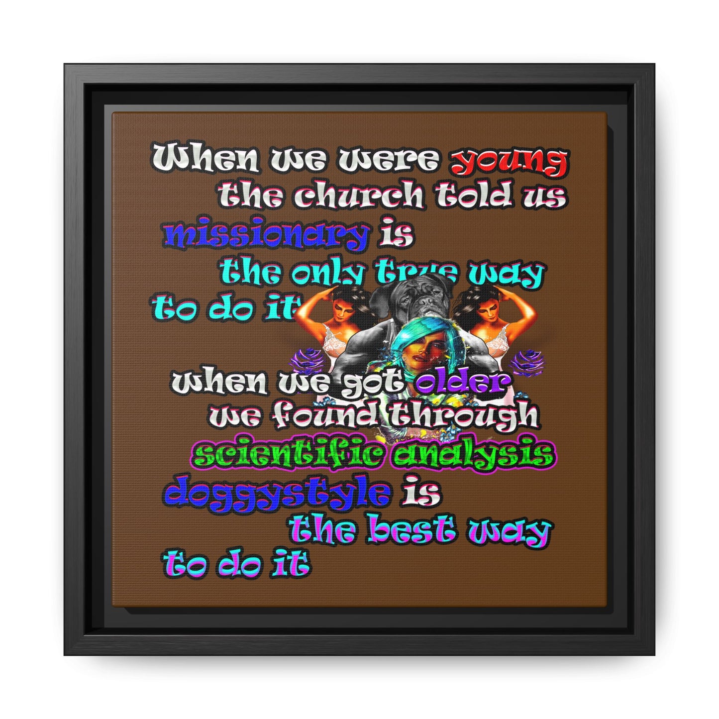 doggystyle - framed canvas art (brown)