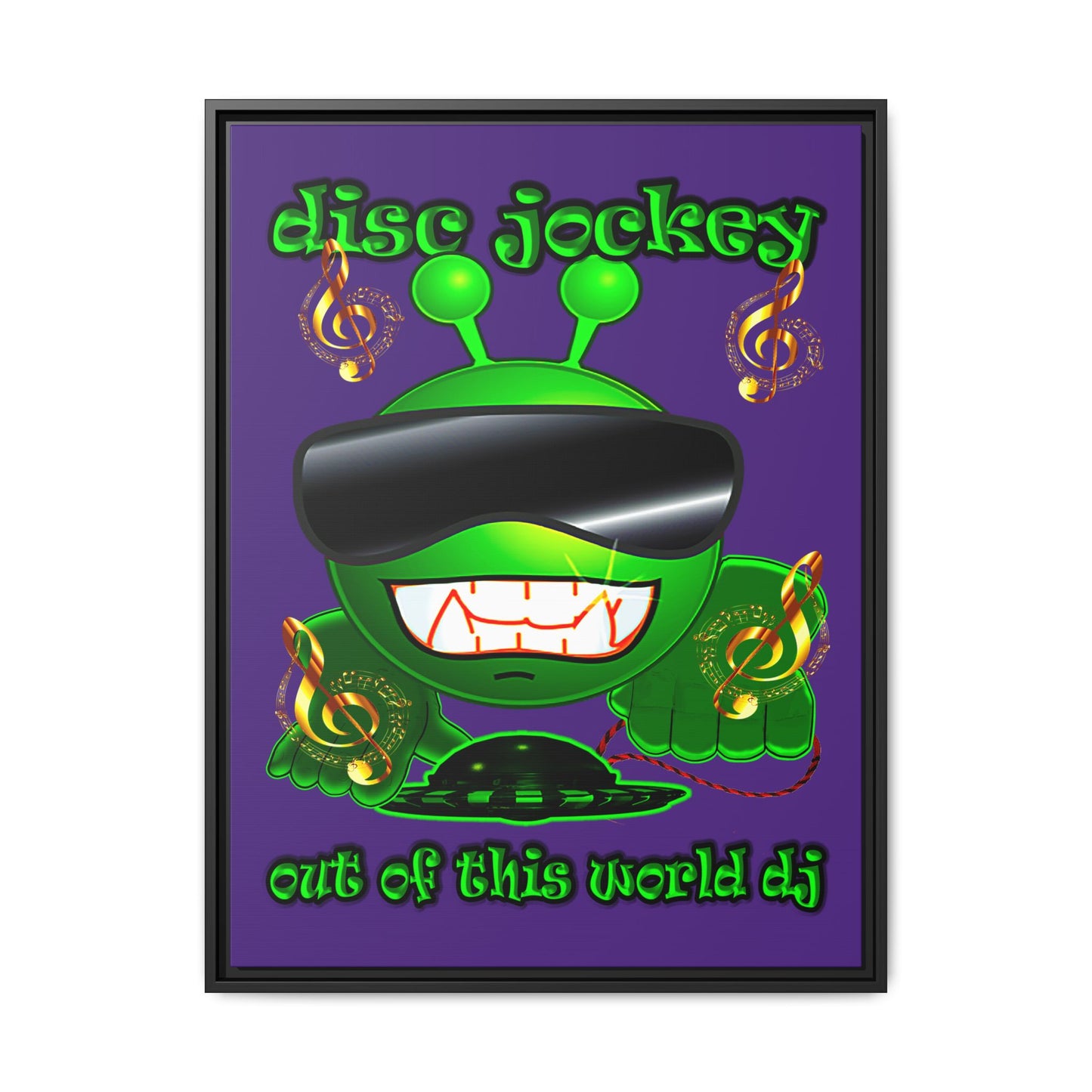 disc jockey - framed canvas art (purple)