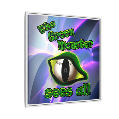 green monster - framed canvas art (grey-pink wave)