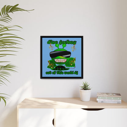 disc jockey - framed canvas art (light blue)