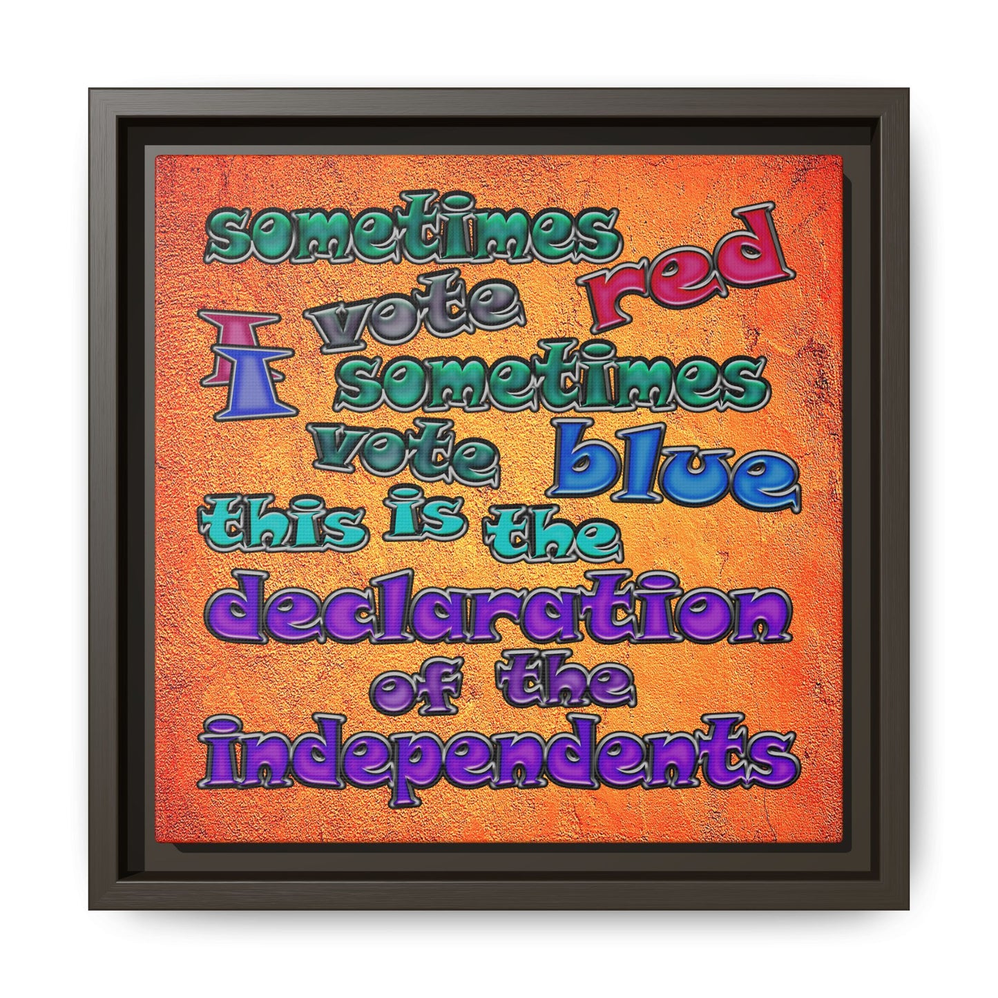 declaration of the independents - framed canvas art (burnt orange)