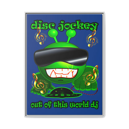 disc jockey - framed canvas art (dark blue)