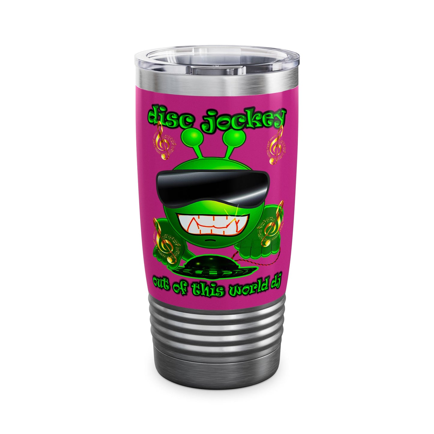 disc jockey - Ringneck Tumbler, 20oz (pink)